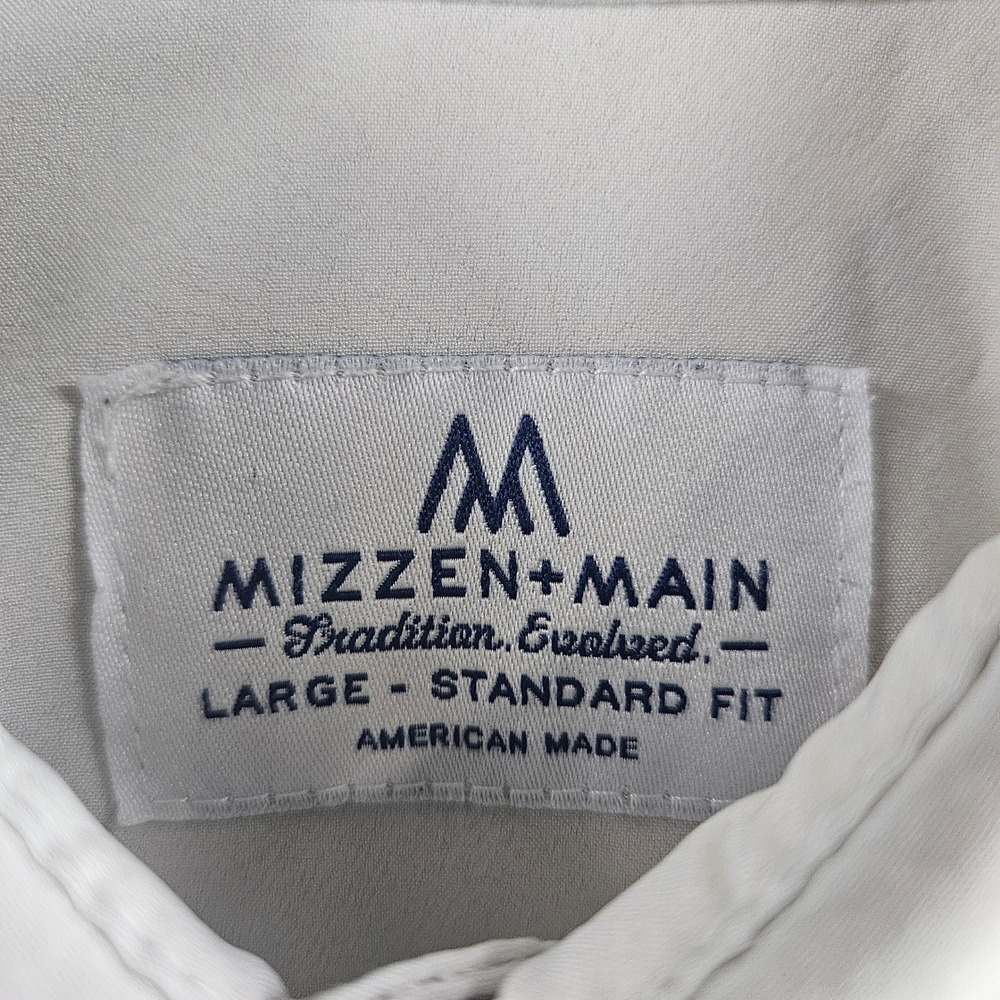 Mizzen+Main Mens Large Standard Fit Performance Dress Shirt Gray Long Sleeve - Picture 3 of 7